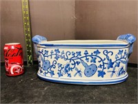 Decorative Oval Porcelain Cobalt Blue Planter