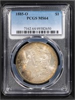 1885-O $1 Morgan Dollar PCGS MS64 Rim Toning