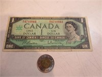 Billet de $1 canadien 1967 n.serie 4710944