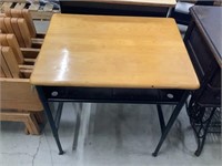 Old Wood and Metal School Desk