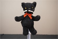 Vintage Black Teddy Bear or Cat? with Red Bow