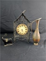 Lot of Home Decor, Clock, Vase Pitcher, Elephant