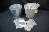 Galvanized Pails & Work Gloves