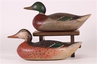 Pair of Hen and Drake Mallard Duck Decoys by