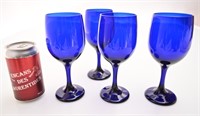 4 coupes en verre bleu cobalt