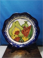 Decorative 11 inch pottery plate with fruit