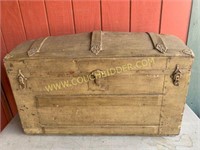 Antique metal humped back trunk