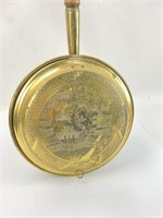 Etched Brass Bed Warming Pan Wall Hanging w/Wood