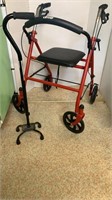 Drive Medical 4-Wheel Walker and Cane