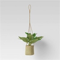 Grass Woven Base Hanging Planter Set Of 2