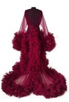 Cranberry Tulle robe for maternity shoot