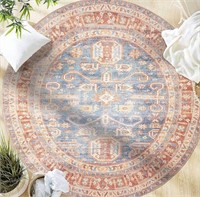 Boho Distressed Round area rug 5’3 in