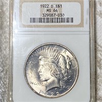 1922-D Silver Peace Dollar NGC - MS64