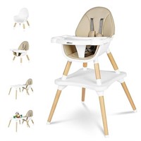 6 In 1 Baby High Chair,convertible Wooden High
