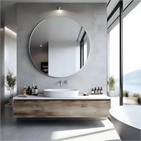 Ushower 36" Round Frameless Wall Mirror With