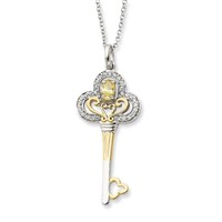 Sterling Silver- Austrian Crystal Key Necklace