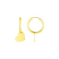 14k Gold Hearts Polished Hoop Earrings