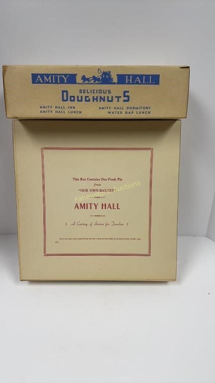 Amity Hall pie & doughnut boxes