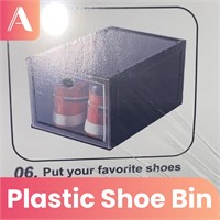 Lot of 6 Clear Plastic Shoe Box Stackable Bins