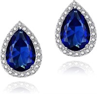 Gold-pl. 4.88ct Blue & White Sapphire Earrings