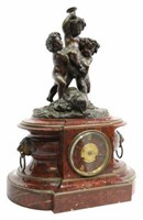 FRENCH BRONZE-MOUNTED MARBLE MANTEL CLOCK