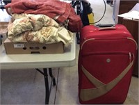 Red Suitcase & Custom Drapes