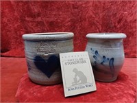 (2)Rowe pottery stoneware crocks.