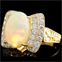18K Gold Ring w/ 5.47ct Opal & 1.27ctw Diam