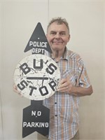 Metal BUS STOP POLICE /  NO PARKING Sign 29.5"h