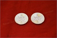 (2) 2016 Troy oz. Canadian Silver Maple Leaves