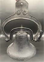 Huge Antique Cast Iron Crystal Bell On Yoke