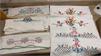 2 SETS AND 3 SINGLE HAND STITCHED PILLOW CASES