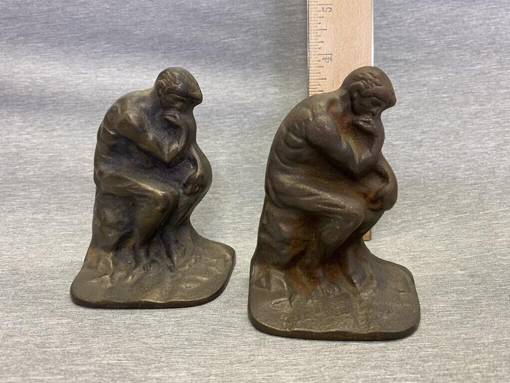 Vintage Cast Iron "Thinker" Bookends