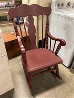 Burgandy Painted Wood Rocking Chair.