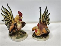 2 Lefton China Rooster Figurines