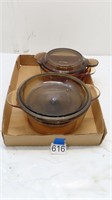 2 glass Vision Ware by Corning pots