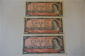 3 - 1954 Two Dollar Notes