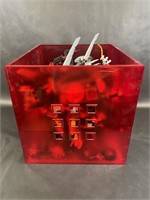 Plastic Cube with Bionicles and Other Toys