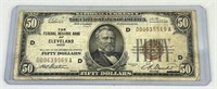 1929 $50 Federal Reserve Bank Cleveland OH.