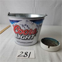 Coors Light Bucket and Ashtray