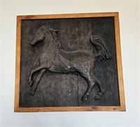 VINTAGE HAND CARVED 3D HORSE WALL ART 38