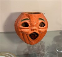 2 Sided Paper Mache Halloween Jack o Lantern w/Han