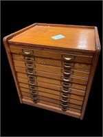 Antique Oak 10 drawer Flat File Cabinet