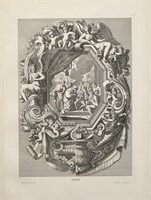 Framed Antique French Figural Bookplate