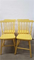 4 YELLOW PAINTED WOOD CHAIRS