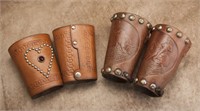 Two pair of Kids leather & spotted Roping Cuffs
