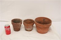 3 Terra Cotta Flower Pots, Used #2