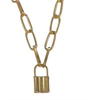 Fashionable Chain Link Necklace With Lock Pendant