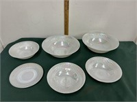 Federal Glass Irridescent White Serving Bowl Lot
