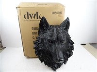 DWK Large 18" Tall Black Wolf Bust Wall Sculpture
